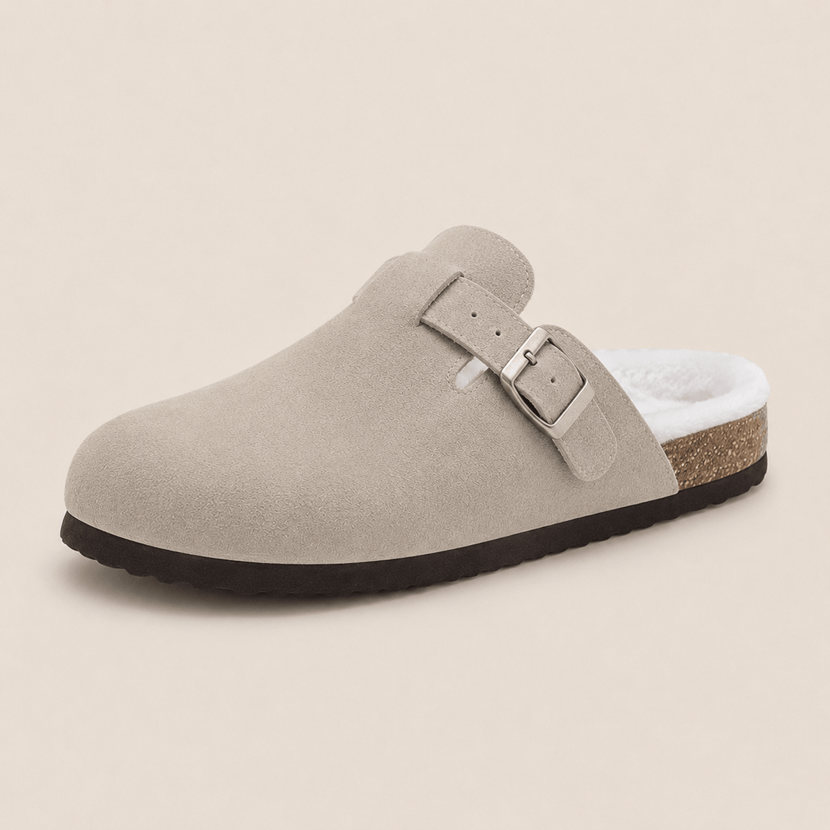 Fur-lined Suede Clogs by Qomfrt